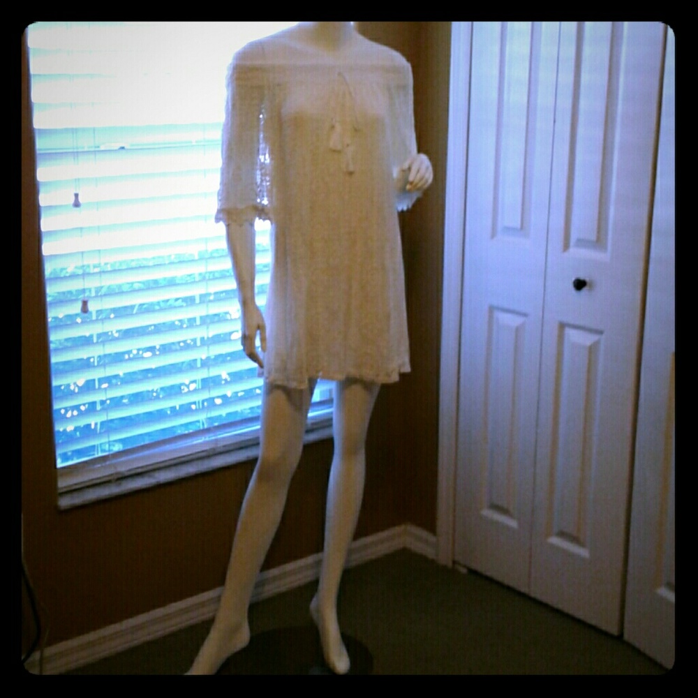 Knit overlay mini dress